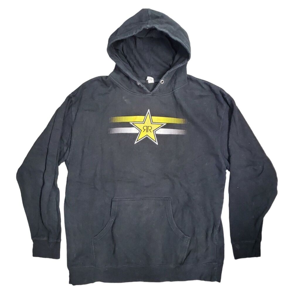 ROCKSTAR ENERGY DRINK Sweater Adult XL Black RR Logo Hoodie Employee Uniform